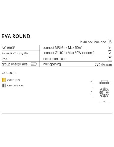 Azzardo EVA ROUND CHROME 1xGU10 Wpuszczana Chrom AZ1458 - produkt 2