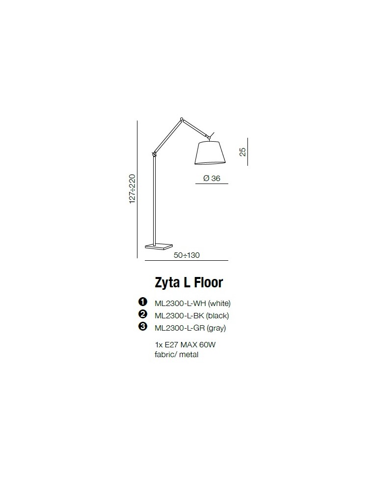 AZzardo ZYTA FLOOR Czarny ML2300-L BK Podłogowa