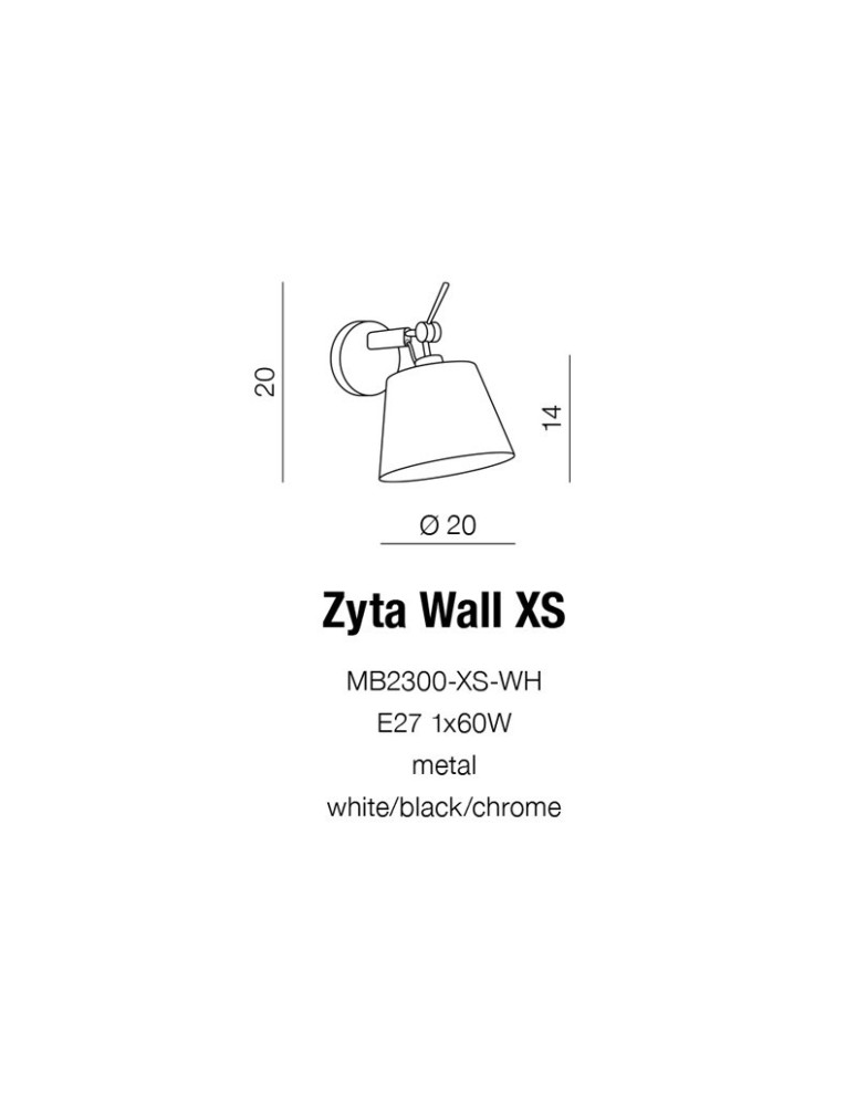 AZzardo ZYTA WALL XS Czarny S BK Kinkiet AZ2413
