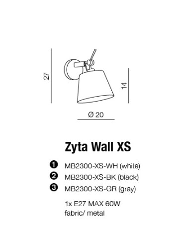 AZzardo ZYTA WALL XS Biały MB2300-XS WH Kinkiet - produkt 2
