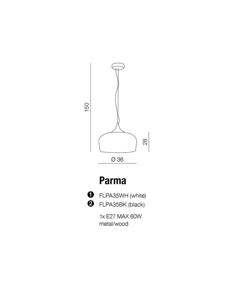 Azzardo PARMA BLACK 1xE27 Wisząca Czarny AZ1331