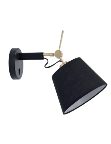 Azzardo ZYTA WALL XS BK/GO BLACK 1xE27 Ścienna z Włącznikiem Ruchoma Z Czarnym Abażurem Ramię Czarno Złote AZ4185