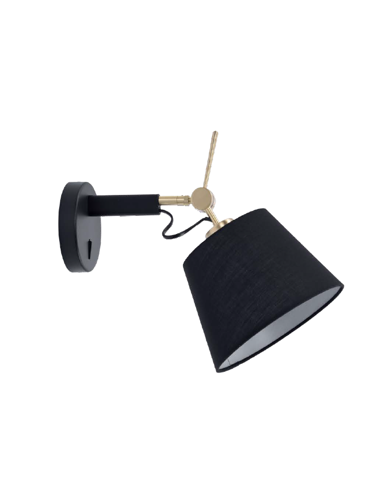 Azzardo ZYTA WALL XS BK/GO BLACK 1xE27 Ścienna z Włącznikiem Ruchoma Z Czarnym Abażurem Ramię Czarno Złote AZ4185 Azzardo ZYTA WALL XS BK/GO BLACK 1xE27 Ścienna z Włącznikiem Ruchoma Z Czarnym Abażurem Ramię Czarno Złote AZ4185