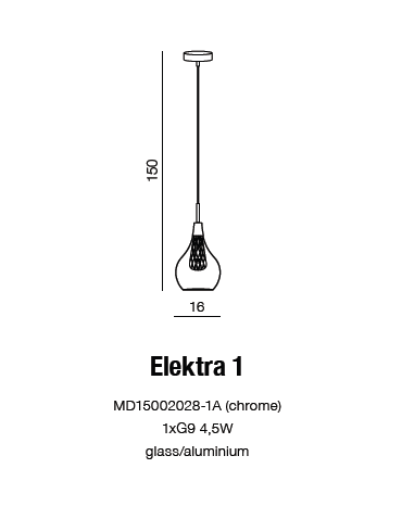 Azzardo ELEKTRA 1 1xG9 Wisząca Przeźroczysty/chrom AZ1687 - produkt 2