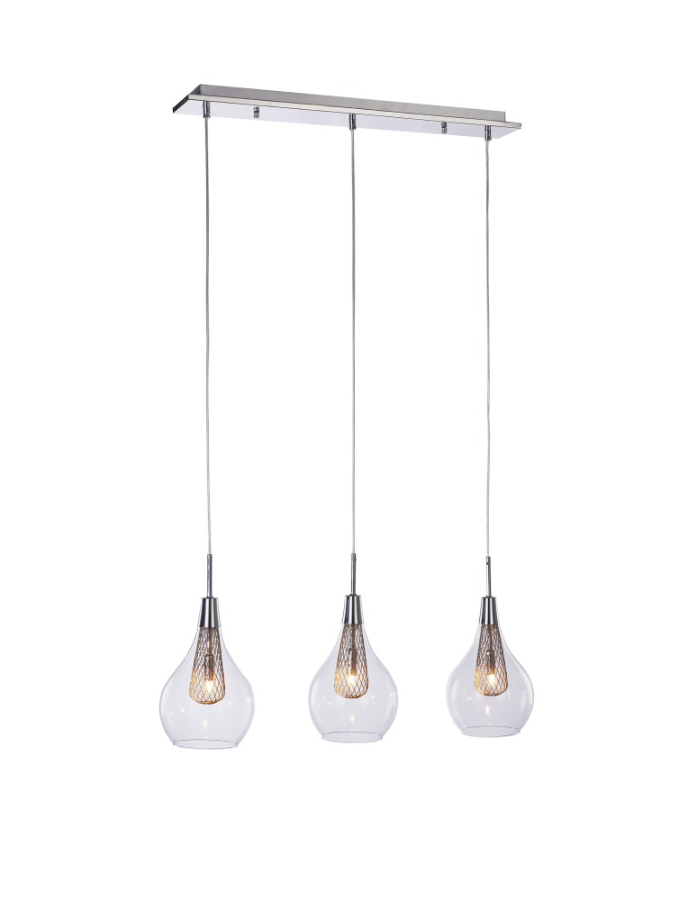 Lampy wiszące na listwie - Azzardo ELEKTRA 3 LINE 3xG9 Wisząca Przeźroczysty/chrom AZ1689 - produkt kolory-swiatla.pl 1