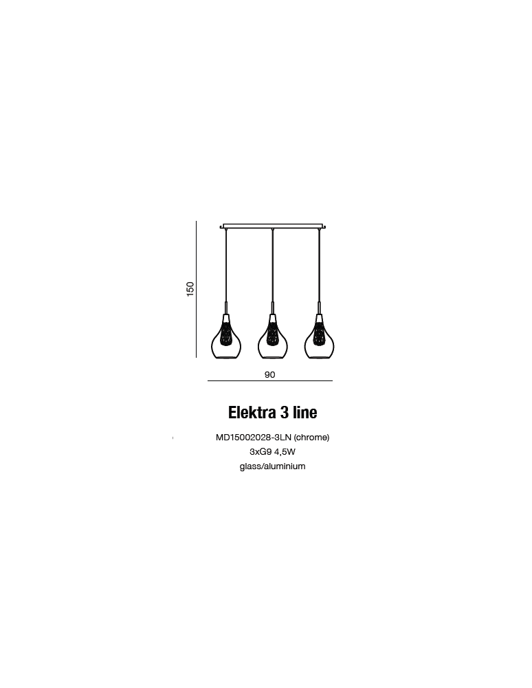 Lampy wiszące na listwie - Azzardo ELEKTRA 3 LINE 3xG9 Wisząca Przeźroczysty/chrom AZ1689 - produkt kolory-swiatla.pl 3