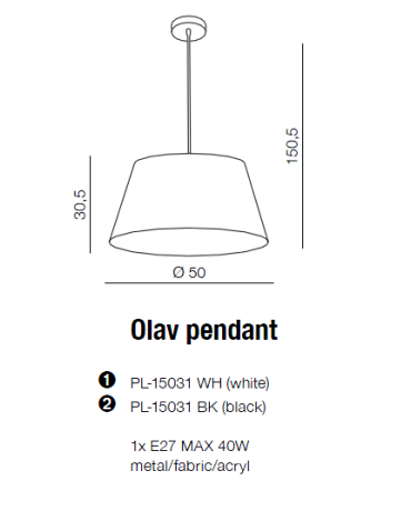 Azzardo OLAV PENDANT BLACK 1xE27 Wisząca Czarny AZ1392 - produkt 2