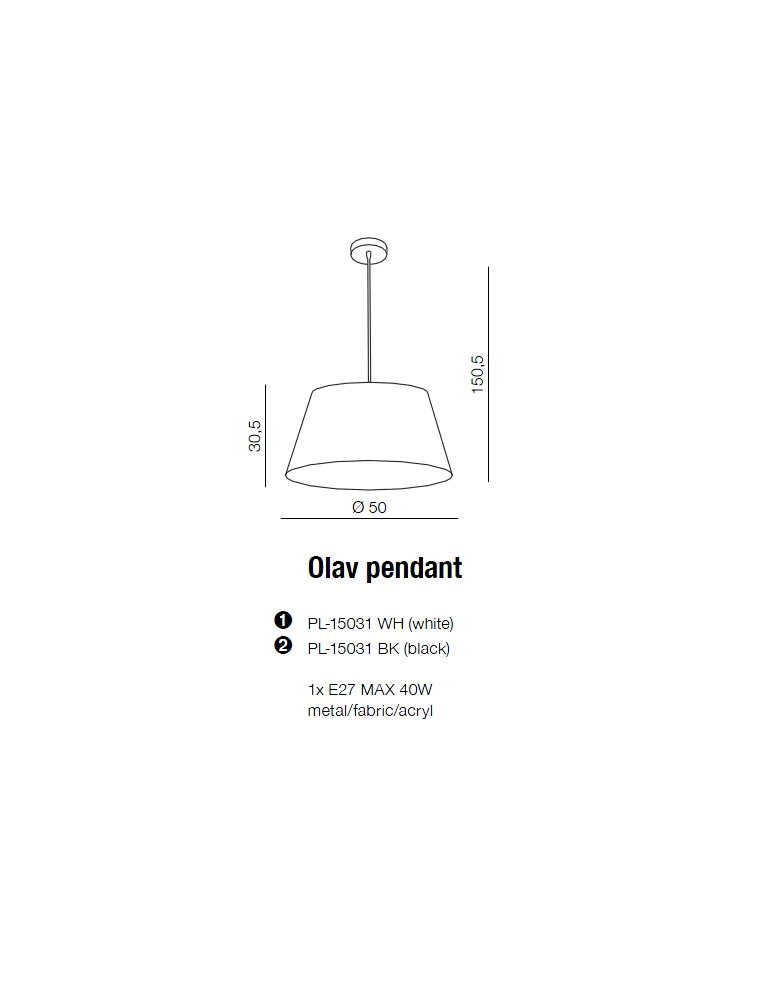 Lampy wiszące - Azzardo OLAV PENDANT BLACK 1xE27 Wisząca Czarny AZ1392 - produkt kolory-swiatla.pl 2