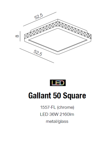 Azzardo GALLANT 50 SQUARE 1xLED Sufitowa Przeźroczysty/Biały AZ1595 - produkt 2