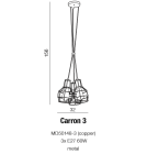 Lampy wiszące - Azzardo CARRON 3 COPPER 3xE27 Wisząca Miedź AZ1660 - produkt 3