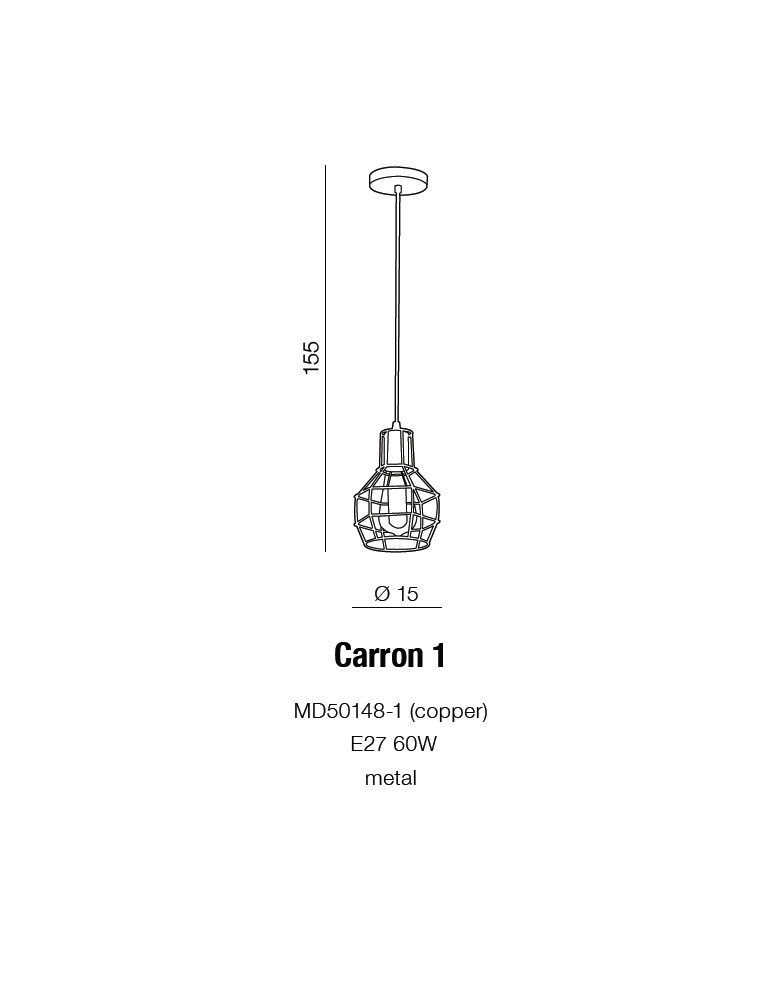 Lampy wiszące - Azzardo CARRON 3 COPPER 3xE27 Wisząca Miedź AZ1660 - produkt kolory-swiatla.pl 7