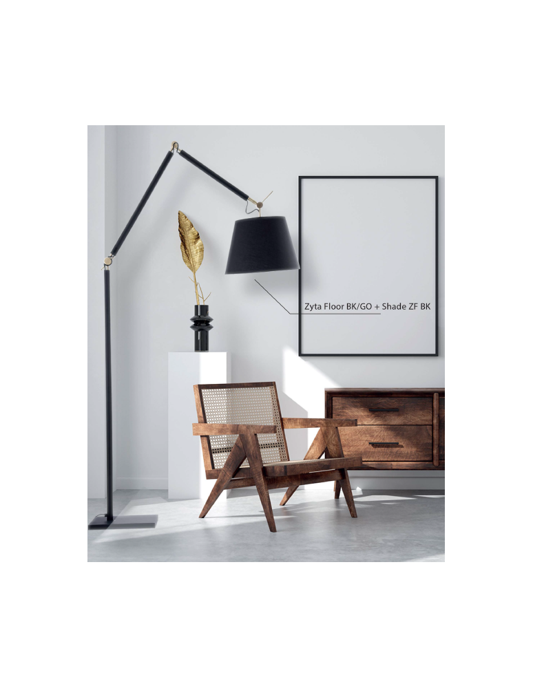 Azzardo ZYTA FLOOR LAMPBODY BK/GO 1xE27 Podłogowa Ramię Ruchome Bez Abażuru Czarny Złoty AZ4193 Azzardo ZYTA FLOOR LAMPBODY BK/GO 1xE27 Podłogowa Ramię Ruchome Bez Abażuru Czarny Złoty AZ4193