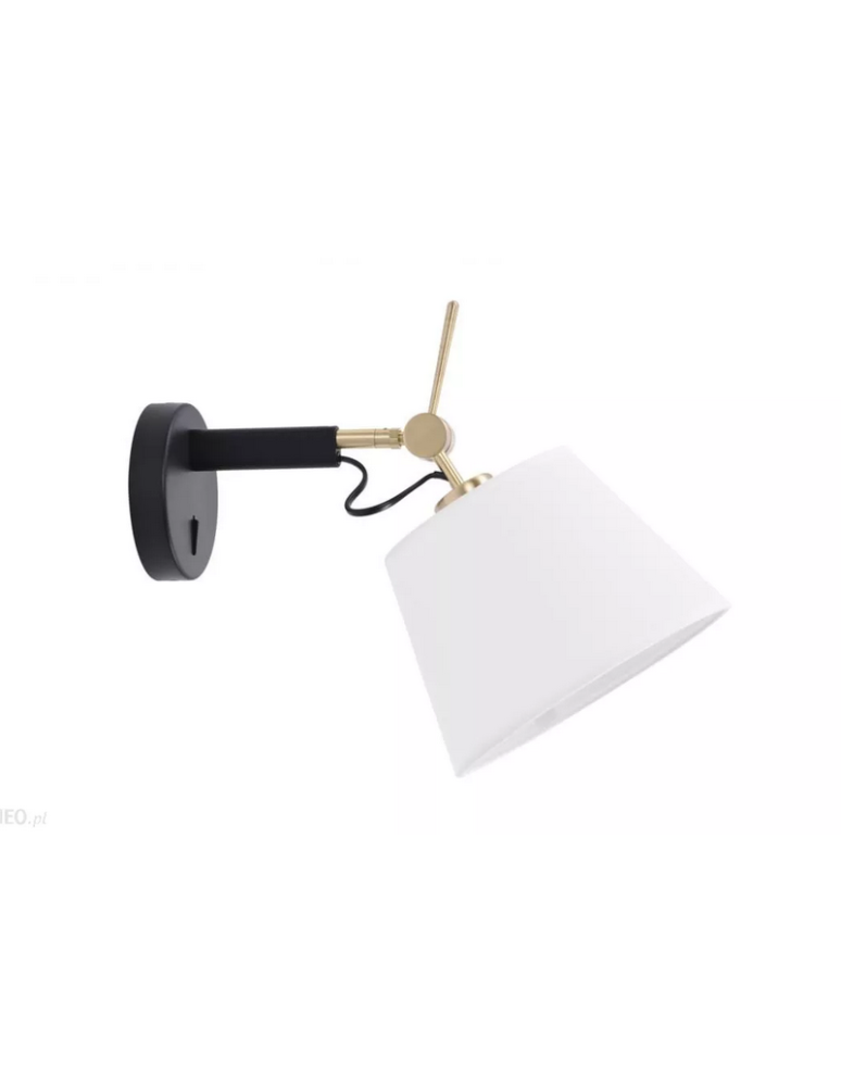 Azzardo ZYTA WALL XS BK/GO GREY 1xE27 Ścienna z Włącznikiem Ruchoma Z Szarym Abażurem Ramię Czarno Złote AZ4186
