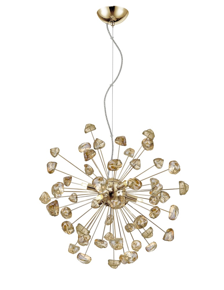Lampy wiszące - Zuma Line Star Lampa Wisząca Złota/Gold 6xG9 Francuski Złoty Bursztynowy P0539-06A-F7DY - produkt kolory-swiatla.pl 1