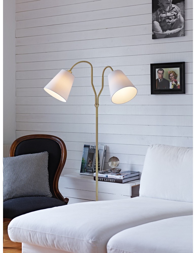 Lampy podłogowe - Markslojd MODENA 2L Mosiądz/Biały 105274 Podłogowa - product kolory-swiatla.pl 2