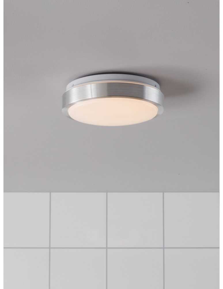 Plafony okrągłe - Markslojd MOON 22cm Led Aluminium/Biały 105957 Plafon - product kolory-swiatla.pl 2