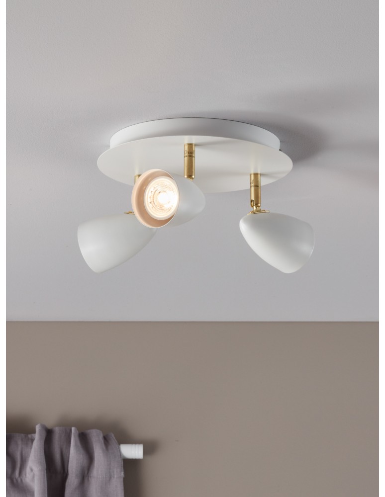 Lampy sufitowe reflektory - Markslojd CIRO Ceiling 3L Biały/Mosiądz 106319 Plafon - product kolory-swiatla.pl 2