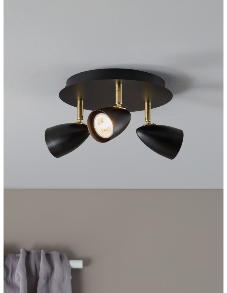 Lampy sufitowe reflektory - Markslojd CIRO Ceiling 3L Czarny/Mosiądz 106320 Plafon - product kolory-swiatla.pl 2