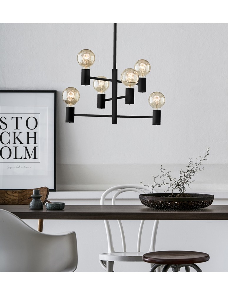 Żyrandole w stylu skandynawskim - Markslojd CAPITAL 6L Czarny 107281 Czarny Wisząca - produkt kolory-swiatla.pl 4