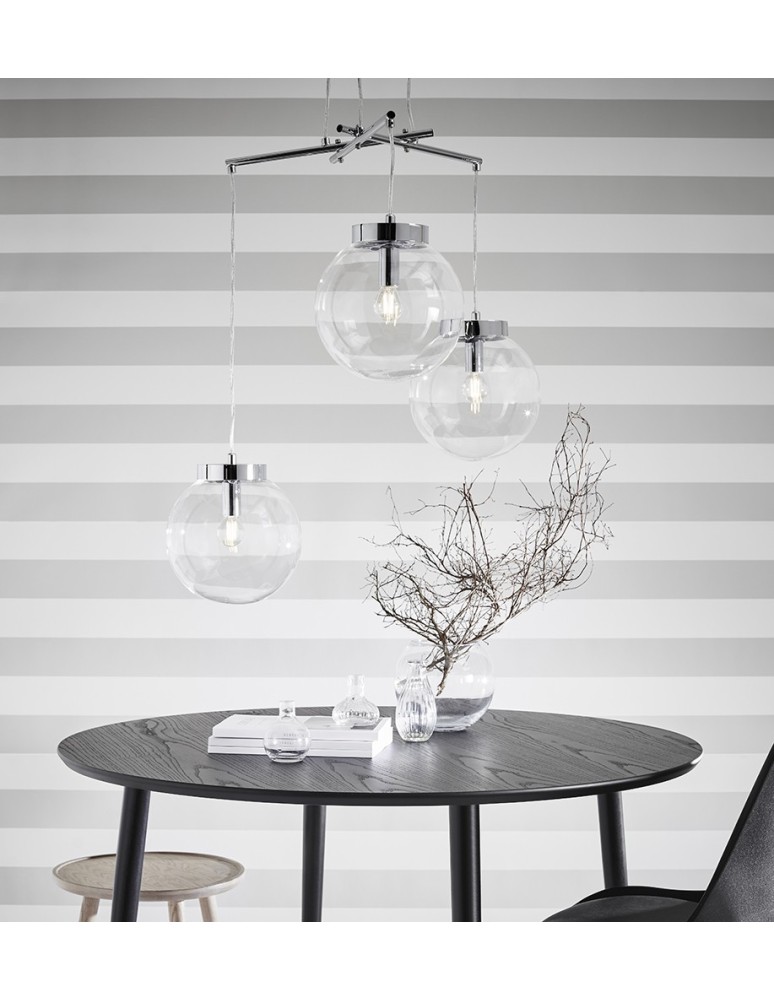 Lampy wiszące - Markslojd SICILY Wisząca 3L Chrom/Przezroczysty 107015 - product kolory-swiatla.pl 2