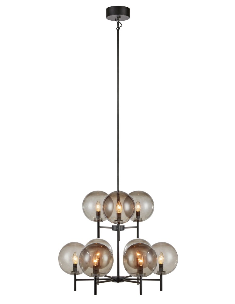 Lampy wiszące kule - Markslojd CROWN Wisząca 9L Czarna/Przydymiony 107921 - produkt kolory-swiatla.pl 1