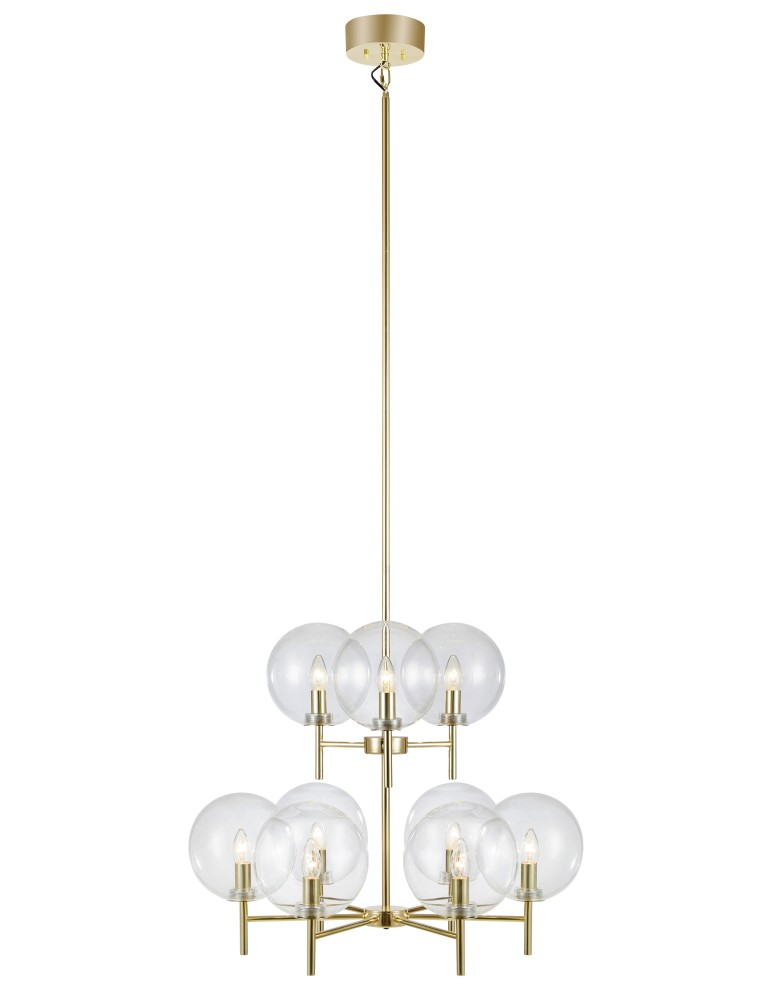 Lampy wiszące kule - Markslojd CROWN Wisząca 9L Złoty Szczotkowany/Przeźroczysty 107920 - produkt kolory-swiatla.pl 1