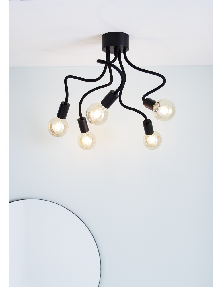 Lampy sufitowe loftowe - industrialne - Markslojd MEDUSA Sufitowa 5L Czarna/Szary 107931 - product kolory-swiatla.pl 2