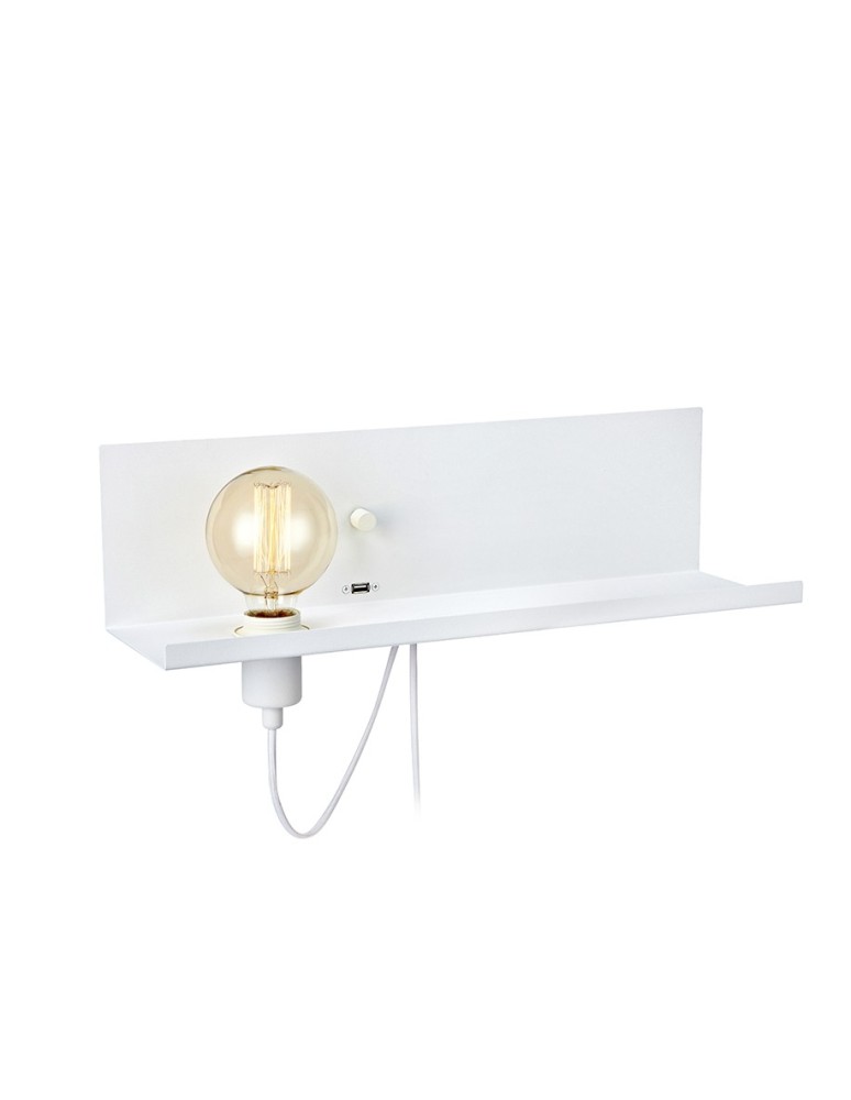 Kinkiety w stylu skandynawskim - Markslojd MULTI Kinkiet/Półka USB 1L Biały 106969 - produkt kolory-swiatla.pl 1