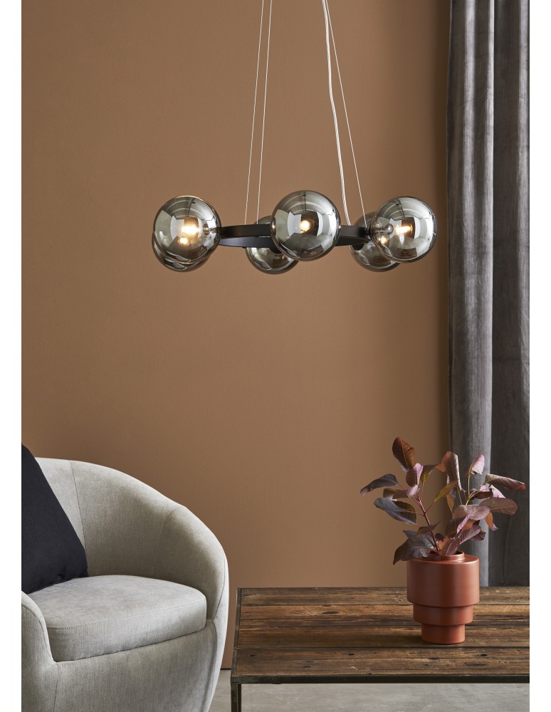 Lampy wiszące kule - Markslojd CIRCLE Wisząca 6L Czarny/Dymiony 108051 - product kolory-swiatla.pl 2