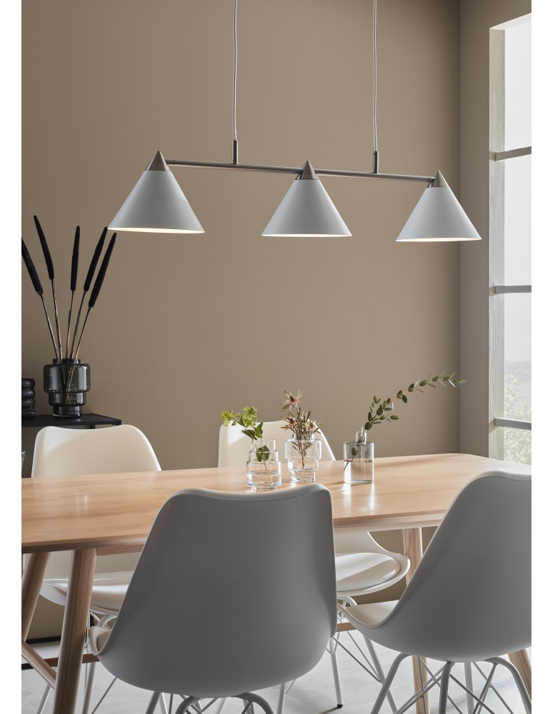 Lampy wiszące potrójne - Markslojd KLINT Wisząca 3L Biały/Stalowy 108075 - product kolory-swiatla.pl 2