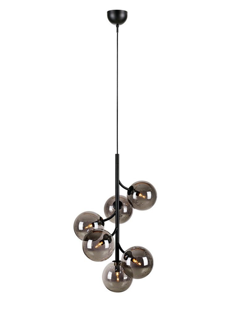 Lampy wiszące kule - Markslojd CALLISTO Wisząca 6L Czarny/Przydymiony 108108 - produkt kolory-swiatla.pl 1