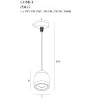 Lampy wiszące LED - Maxlight Lampa Wisząca Comet Round P0433 - produkt 8