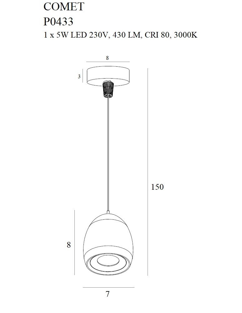Maxlight Lampa Wisząca Comet Round P0433