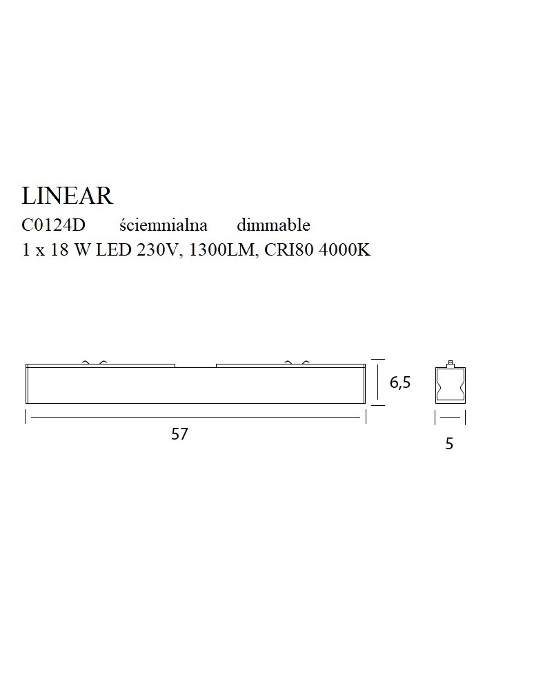 Maxlight Lampa Sufitowa Linear White 18W 4000K Ściemnialna C0124D