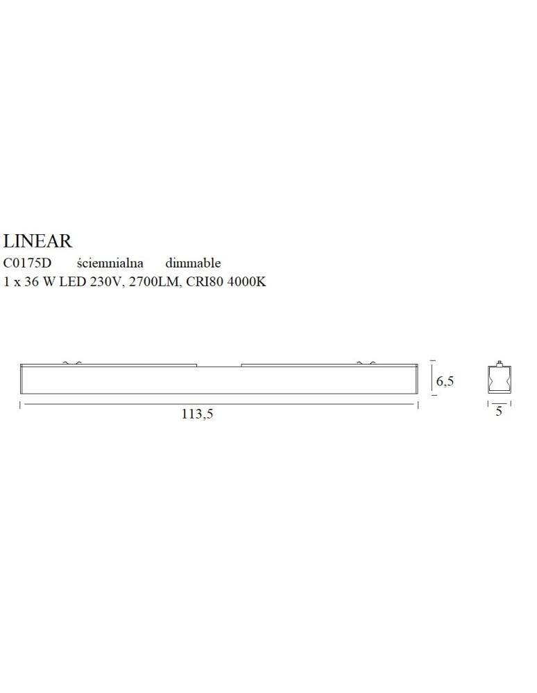 Lampy sufitowe nowoczesne - Maxlight Lampa Sufitowa Linear Black 36W 3000K Ściemnialna C0175D - produkt kolory-swiatla.pl 4
