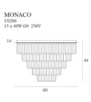 Lampy sufitowe z kryształami - Maxlight Plafon Monaco Złoty Ø 60 cm C0206 - product 2