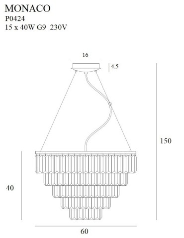 Maxlight Lampa Wisząca Monaco Złota Ø 60 cm P0424 - produkt 2