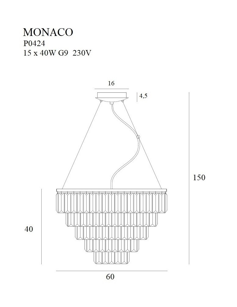 Lampy wiszące - Maxlight Lampa Wisząca Monaco Złota Ø 60 cm P0424 - product kolory-swiatla.pl 2