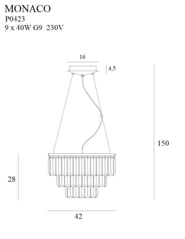 Maxlight Lampa Wisząca Monaco Złota Ø 42 cm P0423 - produkt 2