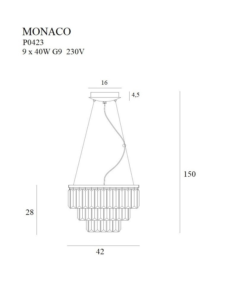 Lampy wiszące - Maxlight Lampa Wisząca Monaco Złota Ø 42 cm P0423 - product kolory-swiatla.pl 2
