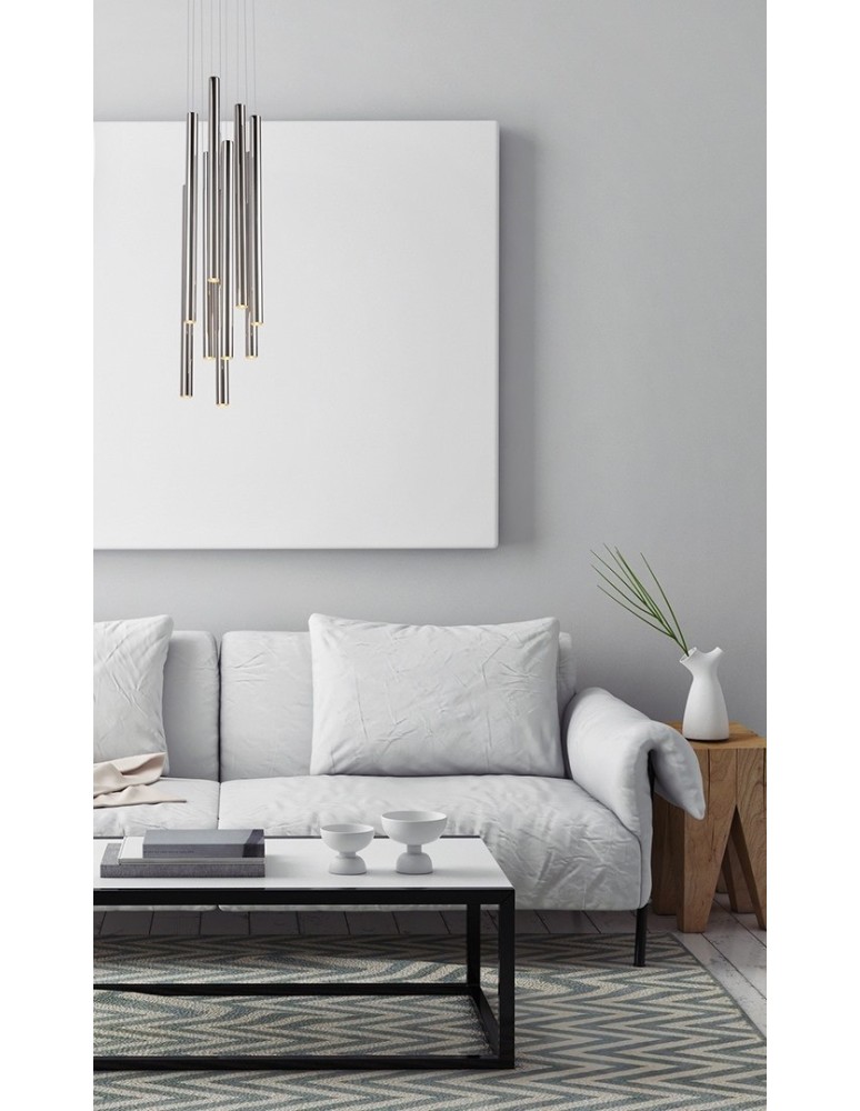 Maxlight Lampa Wisząca Organic 10X Chrom Mała Ściemnialna P0206D