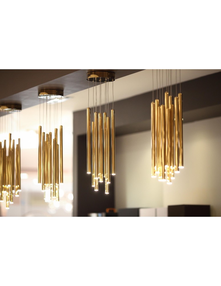 Maxlight Lampa Wisząca Organic 10X Złota Mała Ściemnialna P0265D