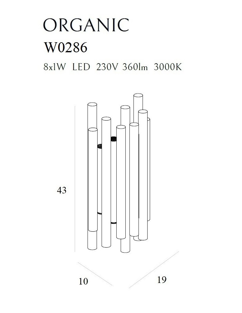 Maxlight Kinkiet Organic Czarny Ściemnialny W0286D