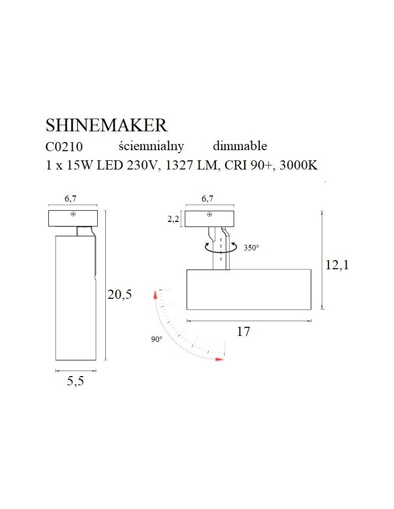 Maxlight Lampa Sufitowa Shinemaker Czarna- Ściemnialna C0210