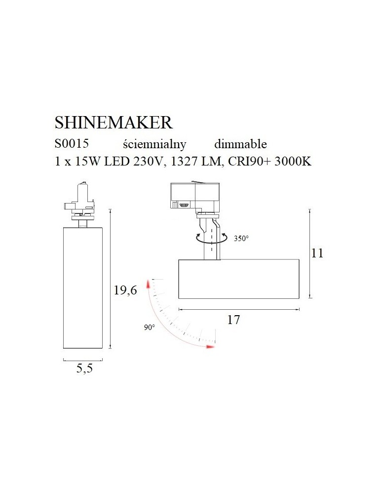 Maxlight Lampa Do Szynoprzewodu Shinemaker Biała- Ściemnialna S0015