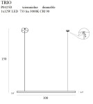 Lampy wiszące LED - Maxlight Lampa Wisząca Trio 1 Złota Ściemnialna P0425D - produkt 8