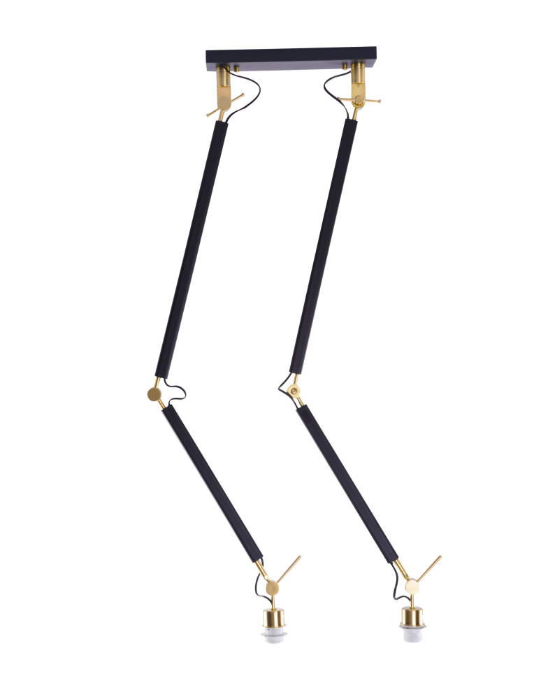 Azzardo ZYTA 2 S PENDANT LAMPBODY BK/GO 2xE27 Sufitowa Ramiona Ruchome Bez Abażurów Czarny Złoty AZ4191