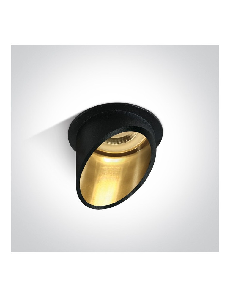 Lampy podtynkowe - oczka - One Light Oprawa sufitowa czarna złota skośna Ewretu 10105E1/B/GL - produkt kolory-swiatla.pl 1