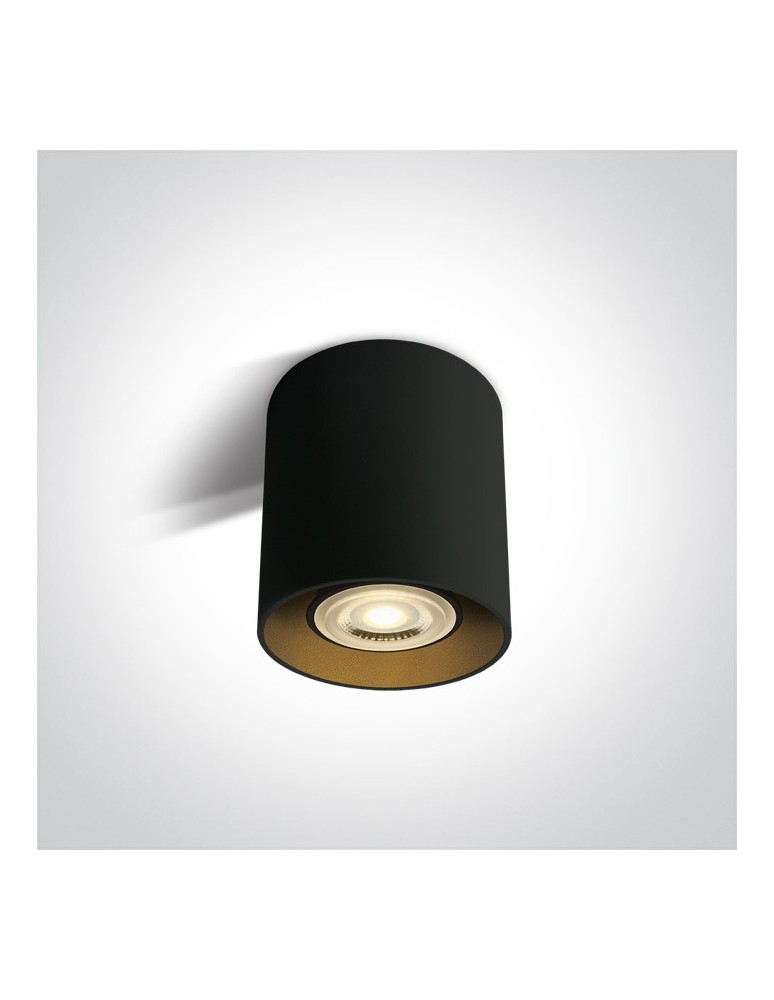 Oprawy sufitowe na wymienne źródło światła - One Light Lampa sufiotwa czarna walec Roda 12105T/B - produkt kolory-swiatla.pl 1