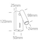Kinkiety do czytania - One Light lampa nocna z regulacją Kandila 65746/B/W - product 2